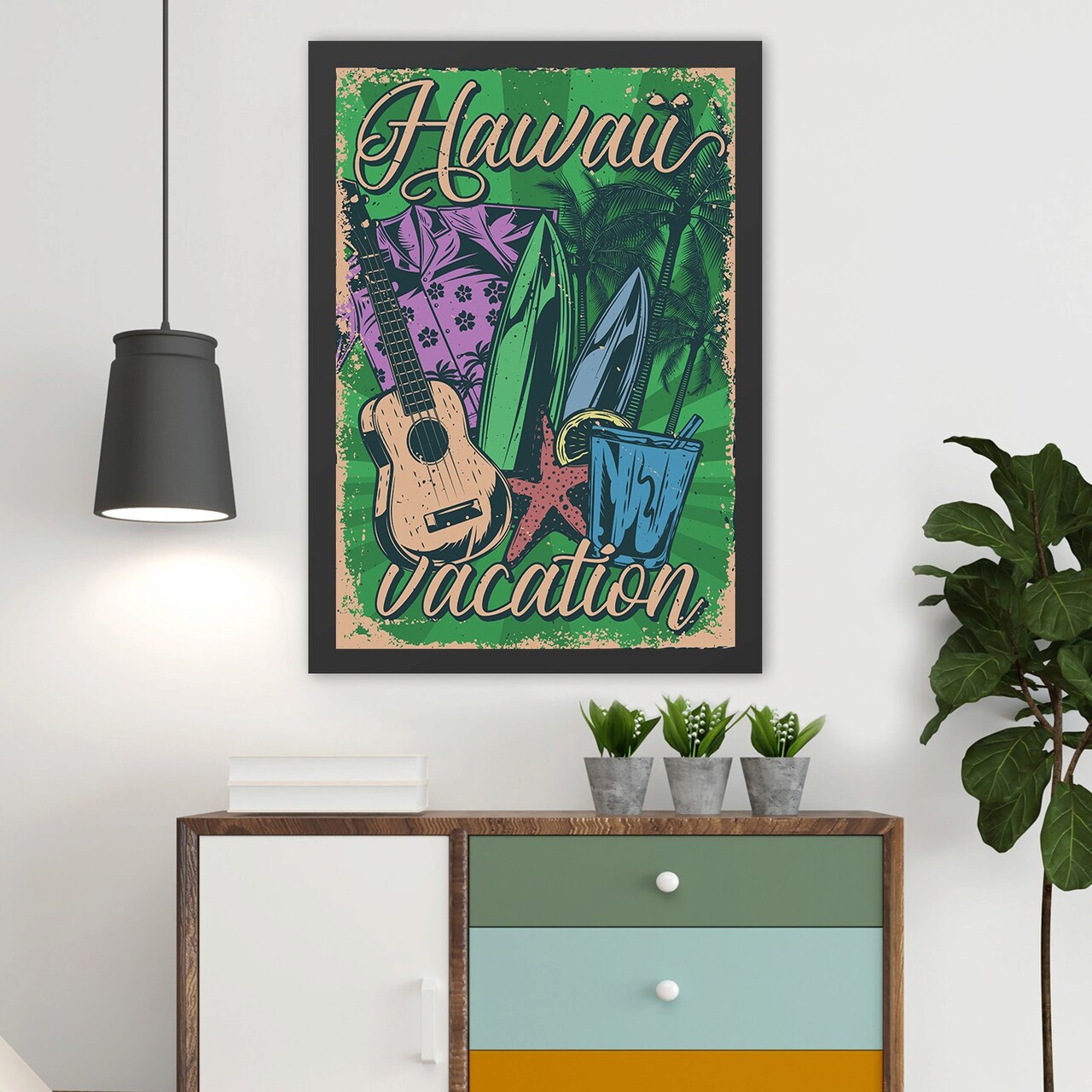 Tablou decorativ, Hawaii 3 (55 x 75), Polistiren, Multicolor - imagine 3